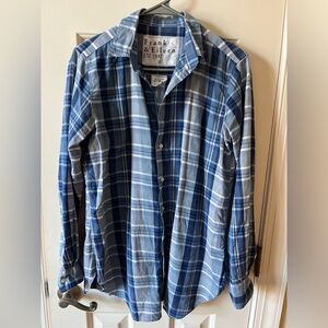 Frank & Eileen Navy and Light Blue Plaid Shirt